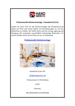 Professionelle Küchenmontage  Handwerk112.de