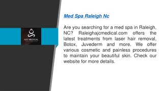 Med Spa Raleigh Nc  Raleighajcmedical.com