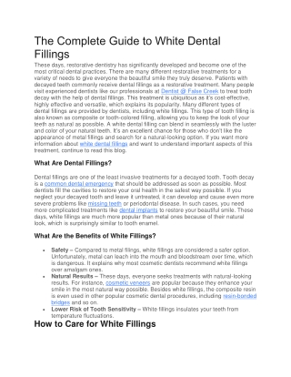 The Complete Guide to White Dental Fillings