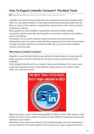 How To Export LinkedIn Contacts The Best Tools