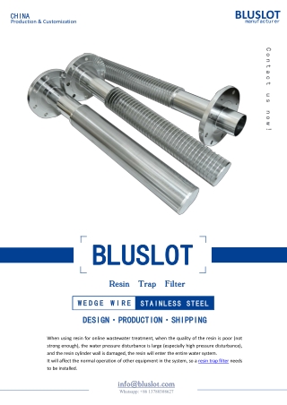 Resin Trap Filter For Wastewater Treatment Ion Exchange