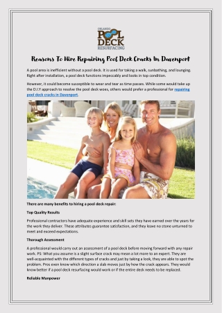 Reasons to Hire repairing pool deck cracks in Davenport