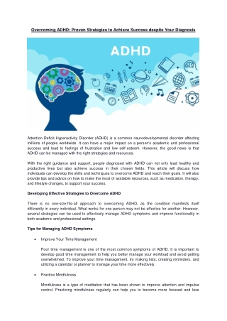 Overcoming ADH - Proven Strategies to Achieve Success despite Your Diagnosis