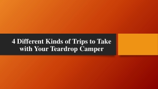 4 Different Kinds of Trips to Take with Your Teardrop Camper