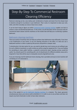 Step-By-Step To Commercial Restroom Cleaning Efficiency