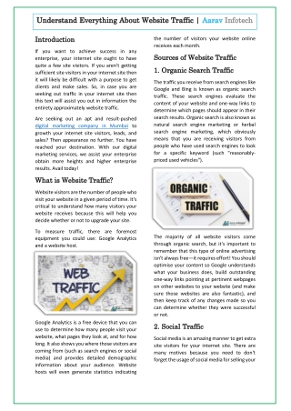 Understand Everything About Website Traffic | Aarav Infotech