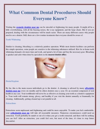 What Common Dental Procedures Should Everyone Know?