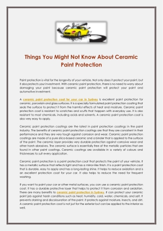 Things You Might Not Know About Ceramic Paint Protection