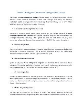 Trends Driving the Commercial Refrigeration System