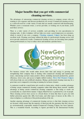 Major benefits that you get with commercial cleaning services