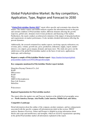 Global PolyAziridine Market