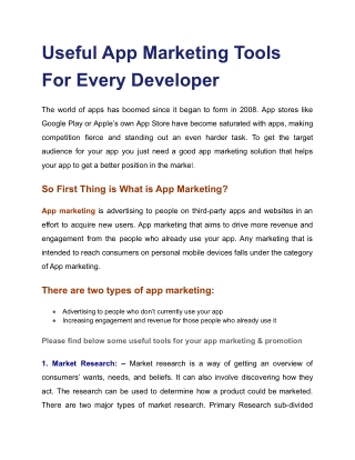 Useful App Marketing Tools For Every Developer