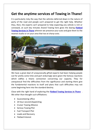 Get the anytime services of Towing in Thane