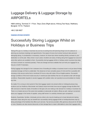 Luggage Delivery & Luggage Storage by AIRPORTELs