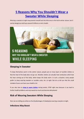 5 Reasons why you shouldn't wear a Sweater while sleeping