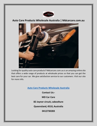 Auto Care Products Wholesale Australia | Mdcarcare.com.au