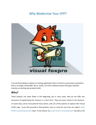 Why Modernize Your VFP?