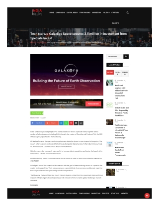 Tech startup GalaxEye Space secures 3.5 million in investment from Speciale Invest
