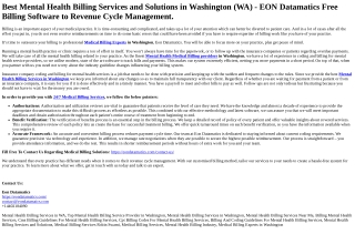 Mental Health Billing Services in Washington