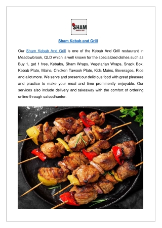 Up to 10% offer Sham Kebab Grill Menu Meadowbrook – Order Now.