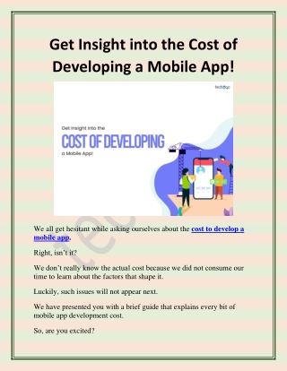 Get Insight into the Cost of Developing a Mobile App!