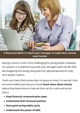 4 financial habits to teach your teenager to make their money work harder