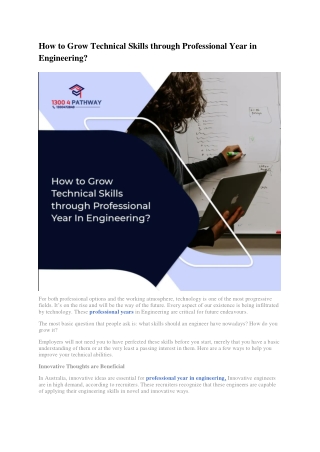 How to Grow Technical Skills through Professional Year in Engineering