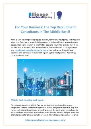 For your business: The Top Recruitment Consultants In The Middle East!!
