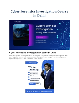 Cyber Forensics Investigation Course in Delhi