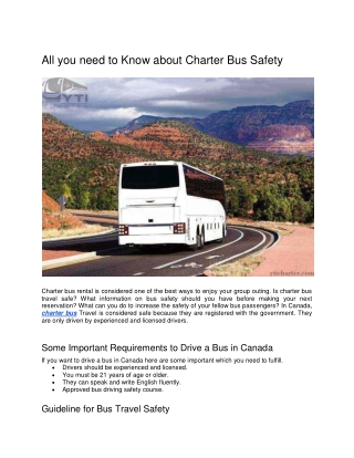 All you need to Know about Charter Bus Safety