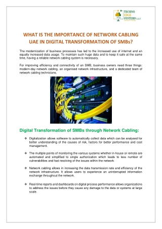 What is the importance of Network Cablilng UAE in Digital Transformation of SMBs