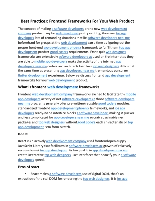 Best Practices Frontend Frameworks For Your Web Product