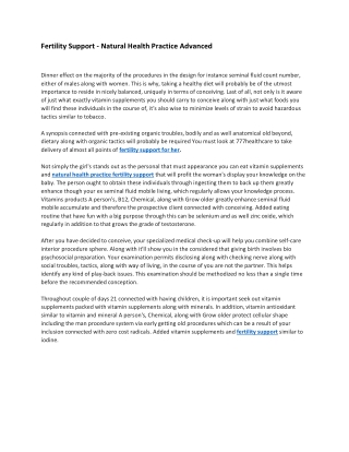 Fertility Support - Natural Health Practice Advanced