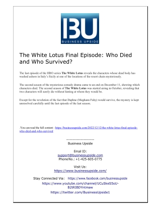 The White Lotus Final Episode Who Died and Who Survived