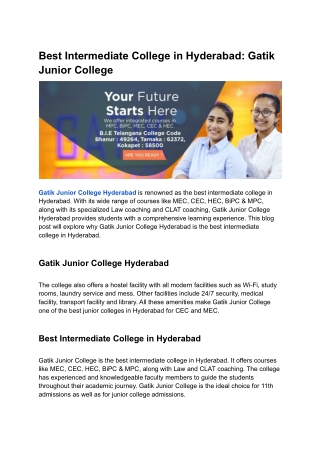 Intermediate College in Hyderabad_ Gatik Junior College