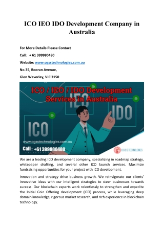 ICO IEO IDO Development Company in Australia