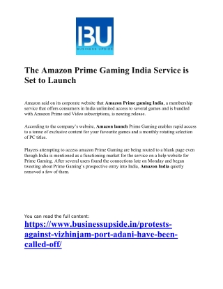 The Amazon Prime Gaming India Service is Set to Launch