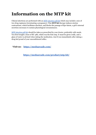 Information on the MTP kit