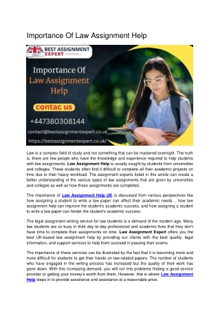 Importance Of Law Assignment Help