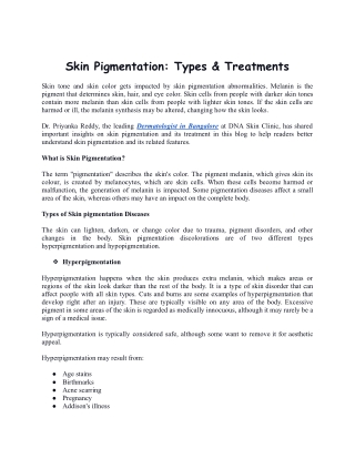 Skin Pigmentation: Types & Treatments