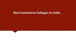 Best Commerce Colleges In India