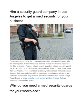 Hire a security guard company in Los Angeles to get armed security for your business