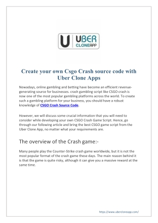 Create your own Csgo Crash source code with Uber Clone Apps