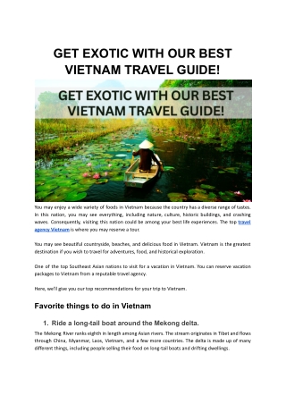 GET EXOTIC WITH OUR BEST VIETNAM TRAVEL GUIDE!