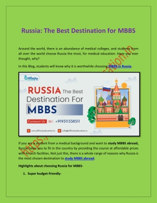 Russia: The Best Destination for MBBS