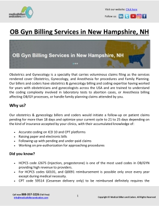 OB Gyn Billing Services in New Hampshire, NH