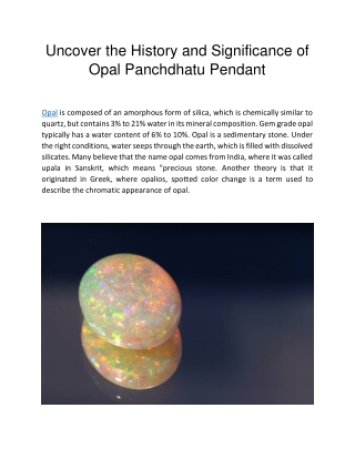 Uncover the History and Significance of Opal Panchdhatu Pendant