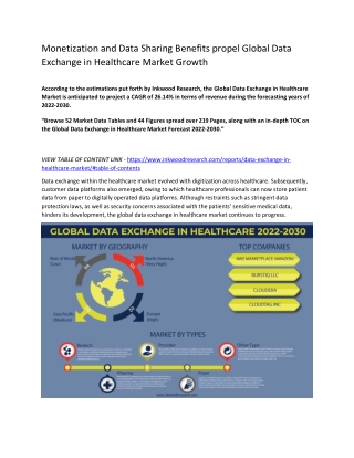 Global Data Exchange in Healthcare Market | Inkwood Research