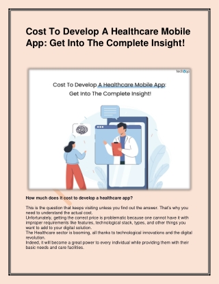 Cost To Develop A Healthcare Mobile App: Get Into The Complete Insight!