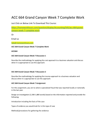 ACC 664 Grand Canyon Week 7 Complete Work